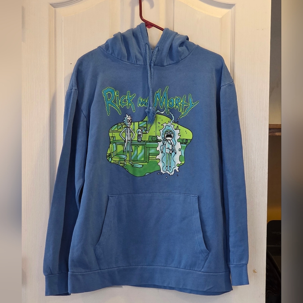 Rick And Marty Blue Graphic Hoodie